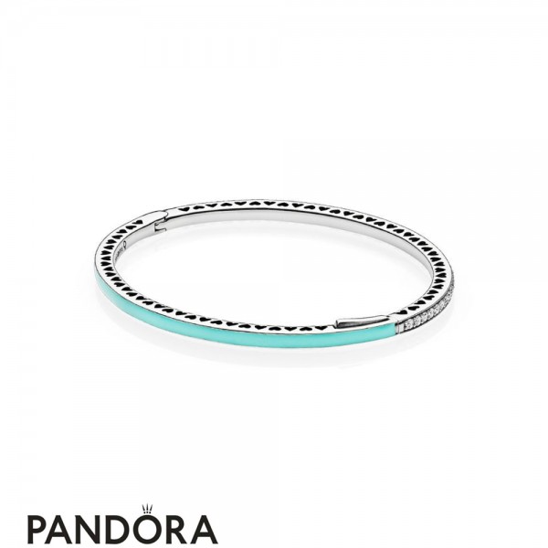 Pandora Jewellery Bracelets Bangle Radiant Hearts Of Bright Mint Enamel