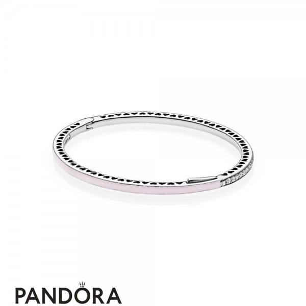 Pandora Jewellery Bracelets Bangle Radiant Hearts Of Pandora Jewellery Bangle Bracelet Light Pink Enamel