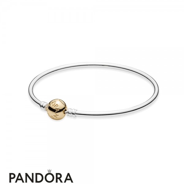 Pandora Jewellery Bracelets Bangle Silver Bangle Charm Bracelet With 14K Gold Clasp