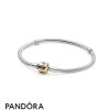 Pandora Jewellery Bracelets Classic Silver Charm Bracelet With 14K Gold Clasp