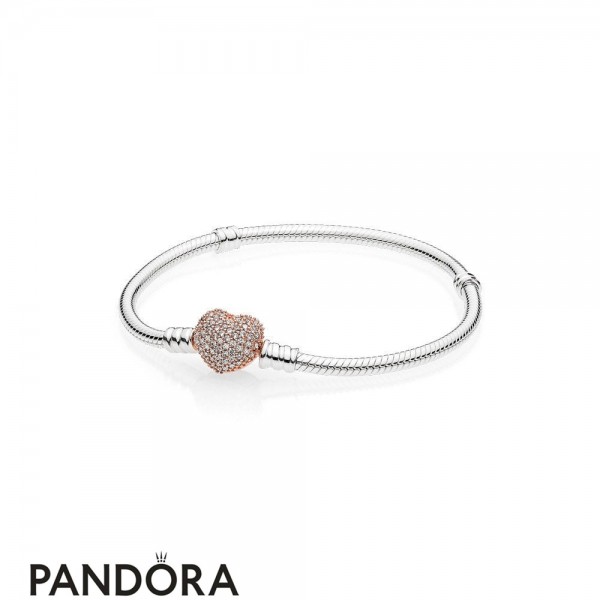 Pandora Jewellery Bracelets Classic Sterling Silver Bracelet Pandora Jewellery Rose Pave Heart Clasp