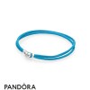 Pandora Jewellery Bracelets Cord Turquoise Fabric Cord Double Braided Leather Bracelets