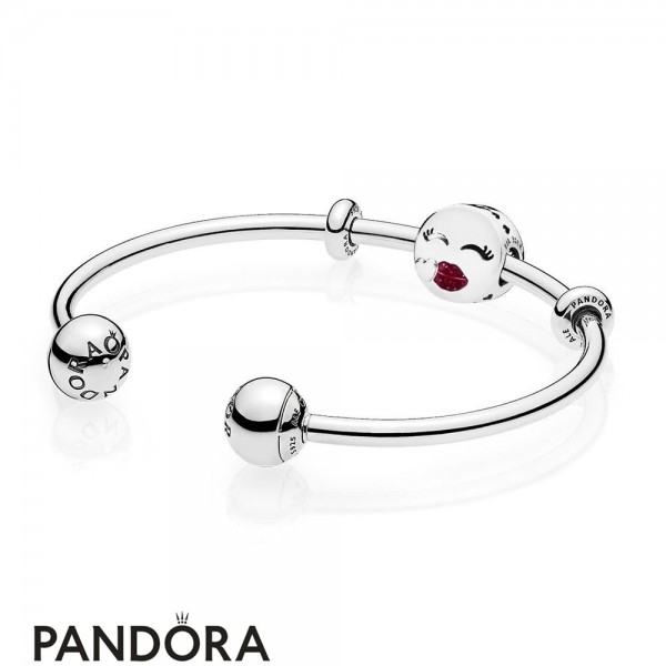 Women's Pandora Jewellery Cute Kiss Open Bangle Gift Set