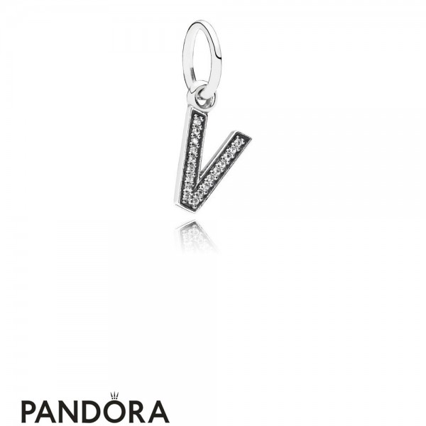 Pandora Jewellery Alphabet Symbols Charms Letter V Pendant Charm Clear Cz