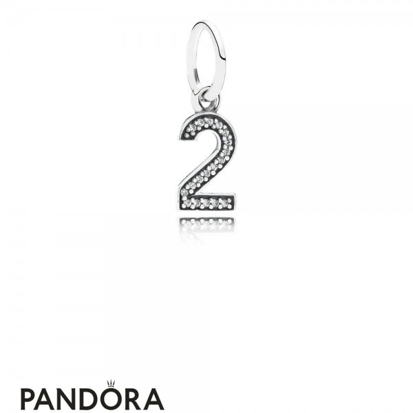 Pandora Jewellery Alphabet Symbols Charms Number 2 Pendant Charm Clear Cz