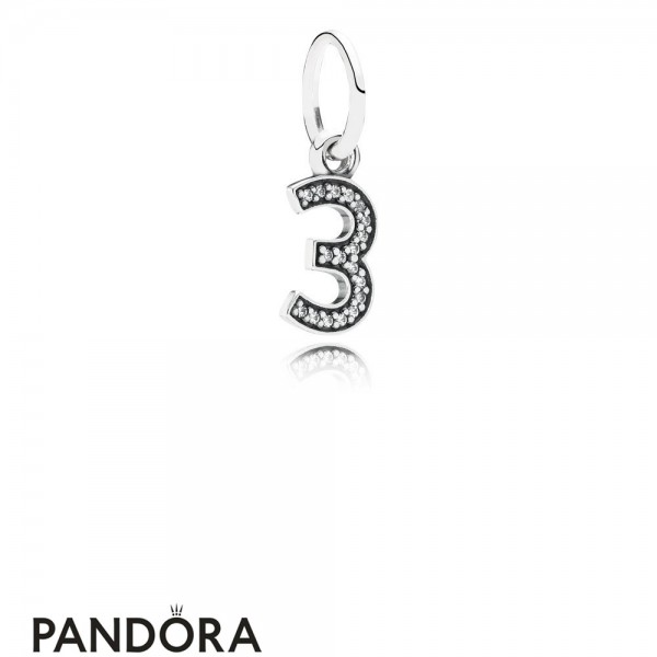 Pandora Jewellery Alphabet Symbols Charms Number 3 Pendant Charm Clear Cz