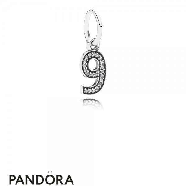 Pandora Jewellery Alphabet Symbols Charms Number 9 Pendant Charm Clear Cz