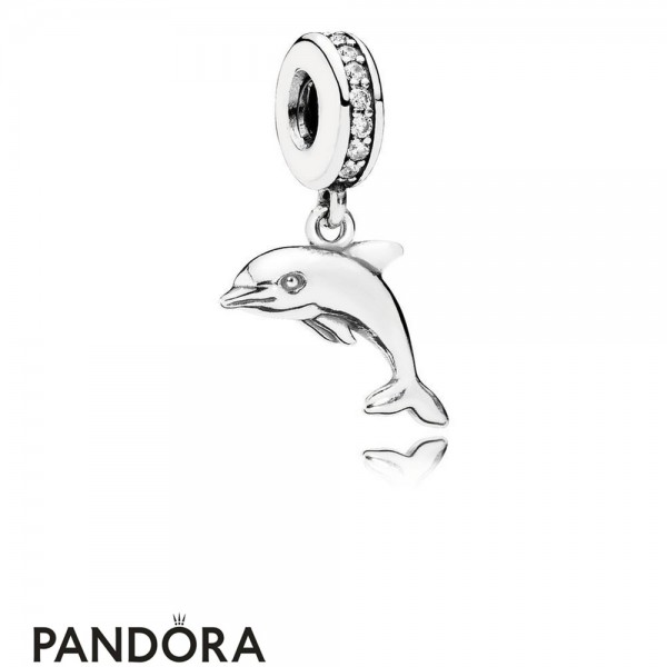 Pandora Jewellery Animals Pets Charms Playful Dolphin Pendant Charm Clear Cz