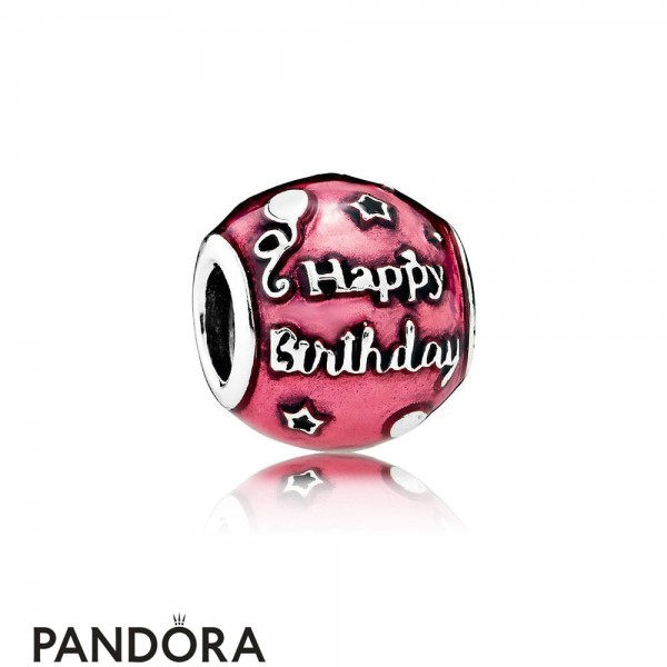 Pandora Jewellery Birthday Charms Birthday Celebration Charm Transparent Cerise Enamel