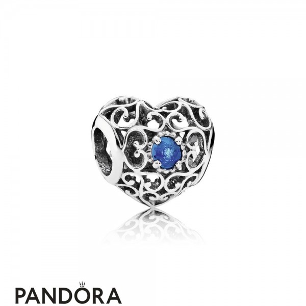 Pandora Jewellery Birthday Charms December Signature Heart Charm London Blue Crystal
