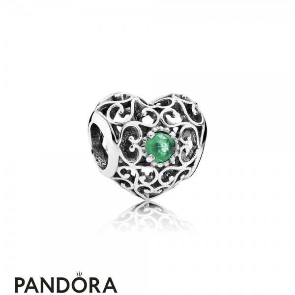 Pandora Jewellery Birthday Charms May Signature Heart Charm Royal Green Crystal