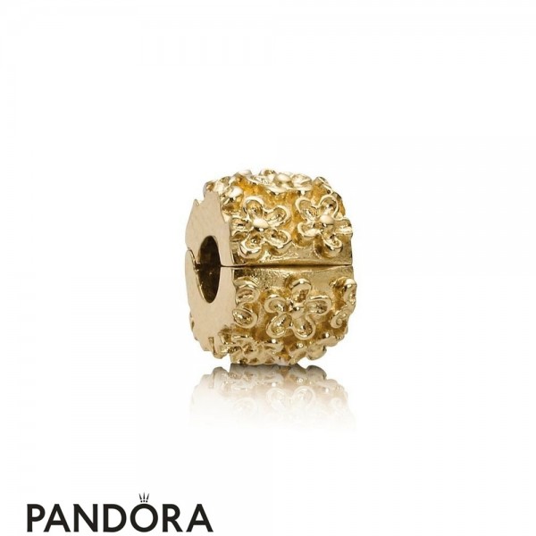 Pandora Jewellery Clips Charms Golden Flower Clip 14K Gold