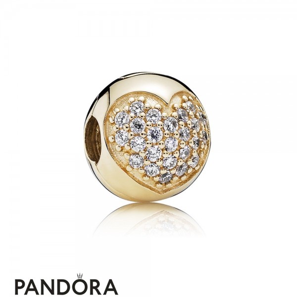 Pandora Jewellery Clips Charms Love Of My Life Clip Clear Cz 14K Gold