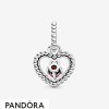 Women's Pandora Jewellery Dark Red Beaded Heart Dangle Charm