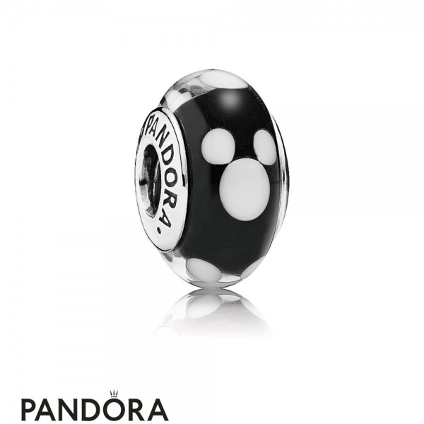 Women's Pandora Jewellery Disney Mickey Silver Charm With Black And White Murano Glass
