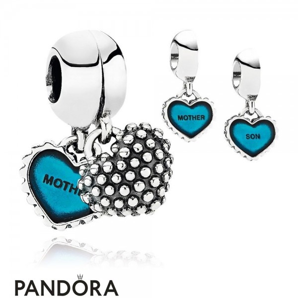 Pandora Jewellery Family Charms Piece Of My Heart Son Two Part Pendant Charm Turquoise Enamel