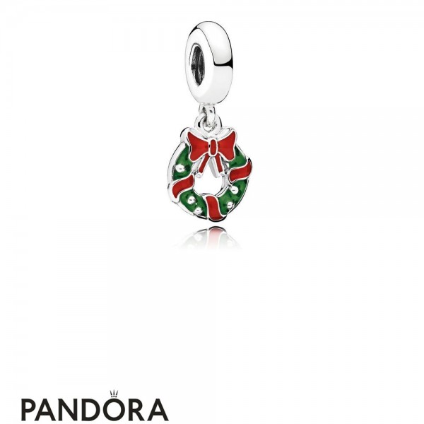 Women's Pandora Jewellery Holiday Wreath Pendant Charm Berry Red Green Enamel