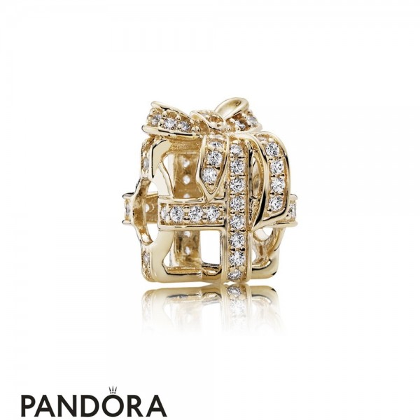 Pandora Jewellery Holidays Charms Christmas All Wrapped Up Charm Clear Cz 14K Gold
