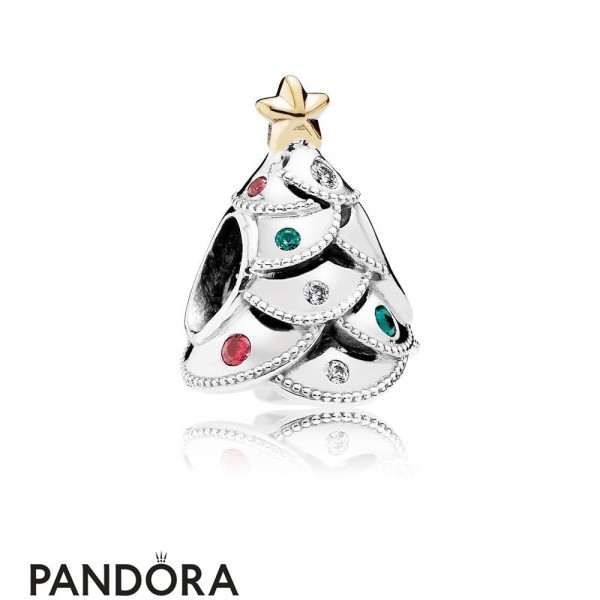 Women's Pandora Jewellery Inspiration Festive Tree Charm Multi Colored Cz