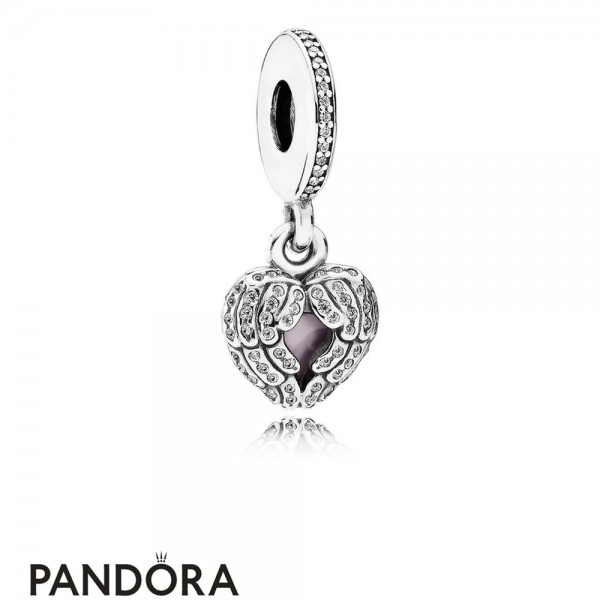 Pandora Jewellery Inspirational Charms Angel Wings Pendant Charm Clear Cz Pink Enamel