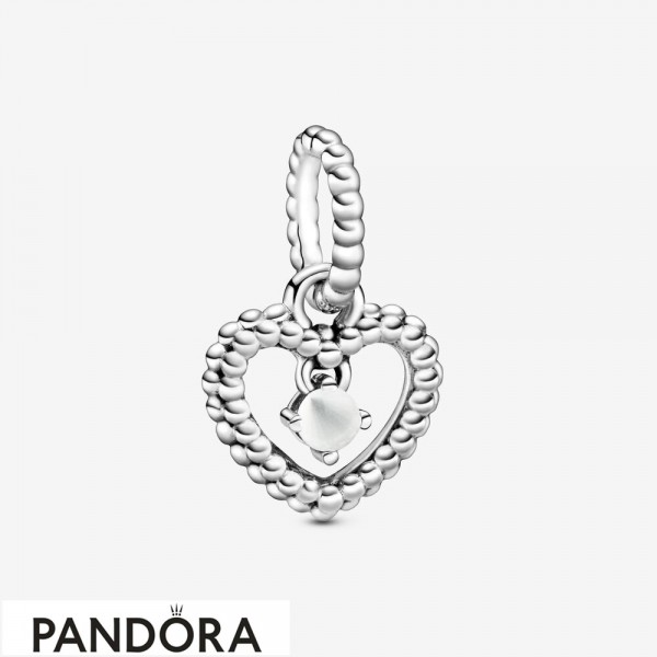 Women's Pandora Jewellery Milky White Beaded Heart Dangle Charm