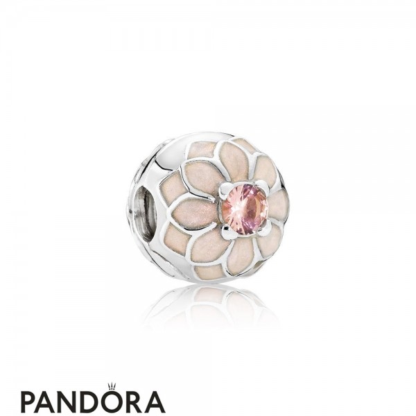 Pandora Jewellery Nature Charms Blooming Dahlia Clip Cream Enamel Blush Pink Crystal