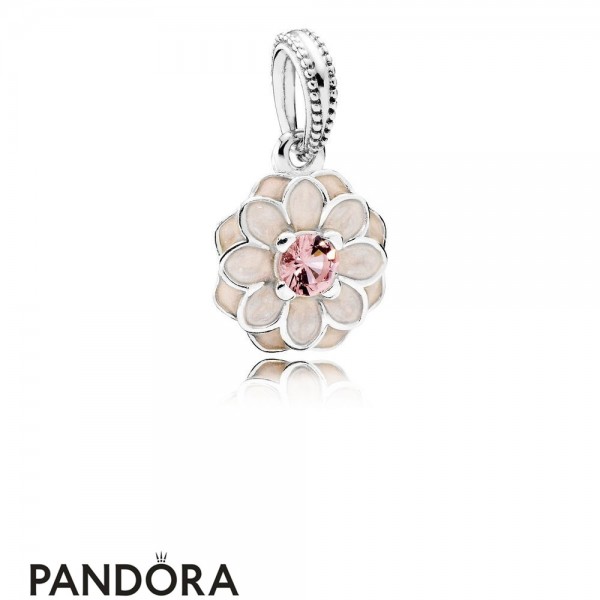 Pandora Jewellery Nature Charms Blooming Dahlia Pendant Charm Cream Enamel Blush Pink Crystal