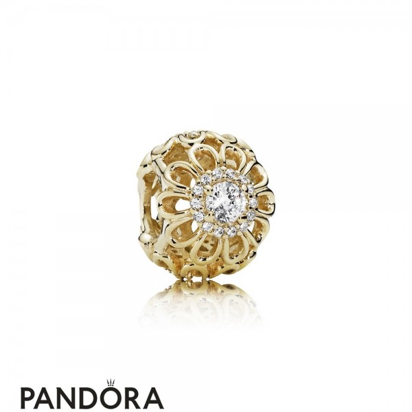 Pandora Jewellery Nature Charms Floral Brilliance Charm Clear Cz 14K Gold
