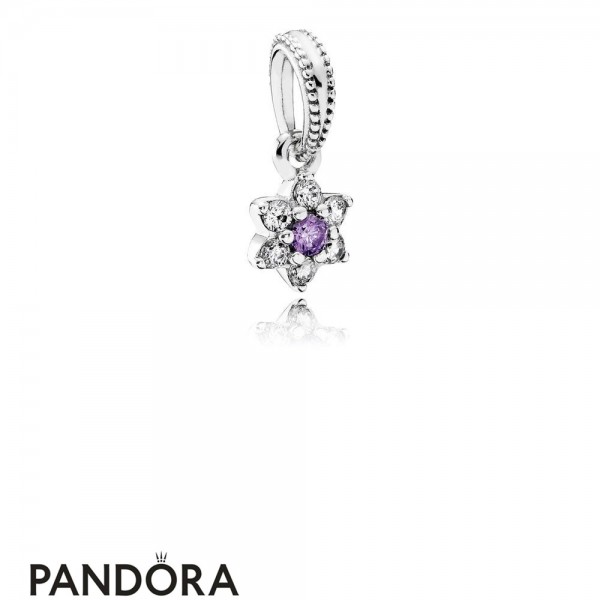 Pandora Jewellery Nature Charms Forget Me Not Pendant Charm Purple Clear Cz