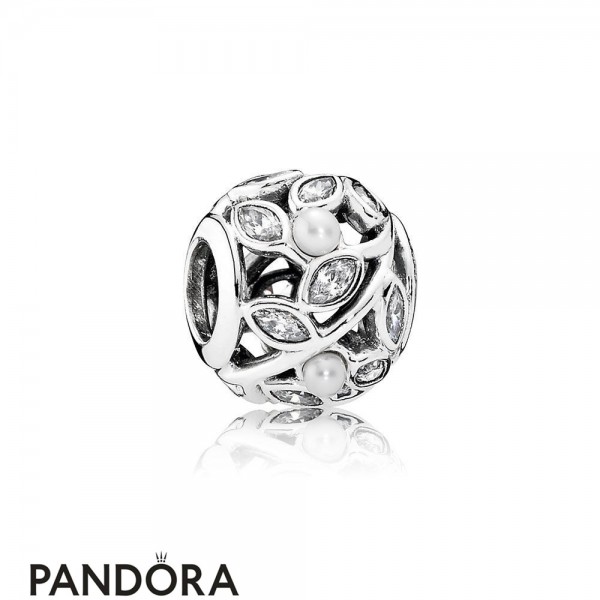Pandora Jewellery Nature Charms Luminous Leaves White Pearl Clear Cz