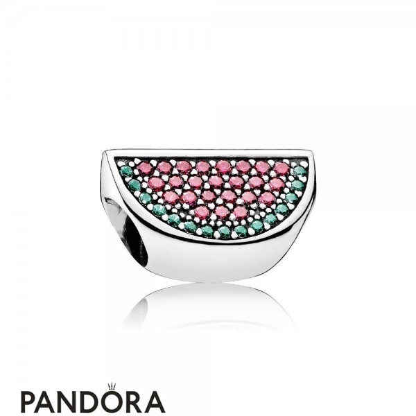 Pandora Jewellery Nature Charms Pave Watermelon Charm Red Green Cz