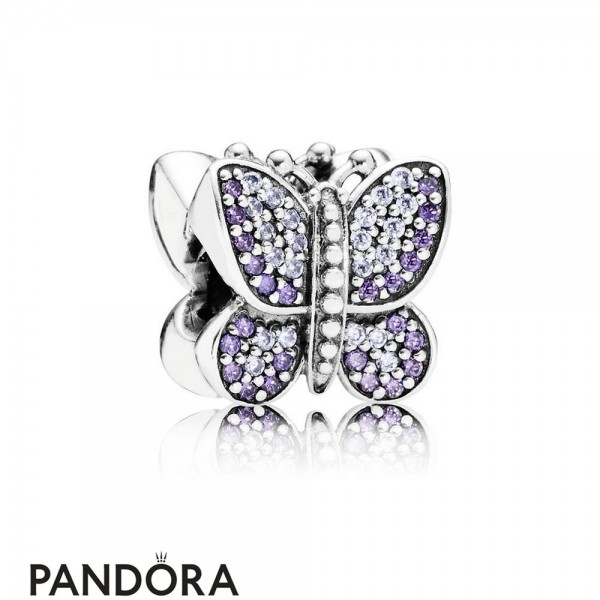 Pandora Jewellery Nature Charms Sparkling Butterfly Charm Purple Cz