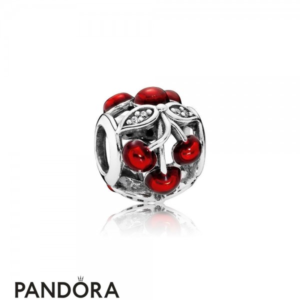Pandora Jewellery Nature Charms Sweet Cherries Charm Glossy Red Enamel Clear Cz