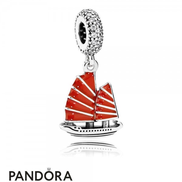 Pandora Jewellery Passions Charms Nautical Chinese Junk Ship Pendant Charm Red Enamel Clear Cz