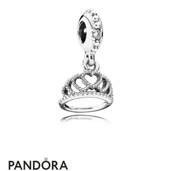 Pandora Jewellery Pendant Charms Hearts Tiara Pendant Charm Clear Cz