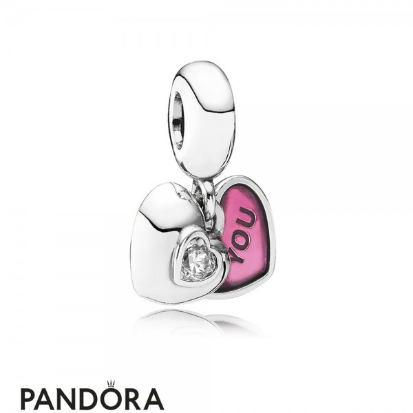 Pandora Jewellery Pendant Charms You Me Two Part Pendant Charm Clear Cz Fuchsia Enamel