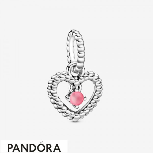 Women's Pandora Jewellery Petal Pink Beaded Heart Dangle Charm