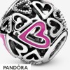 Women's Pandora Jewellery Pink Openwork Hearts Sketch Charm