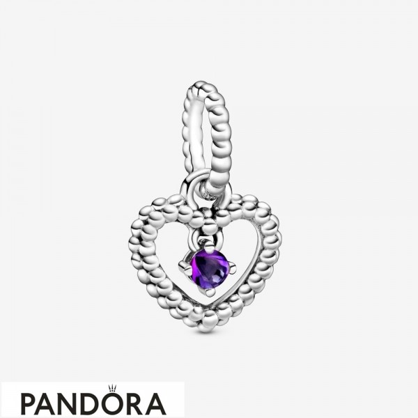 Women's Pandora Jewellery Purple Beaded Heart Dangle Charm