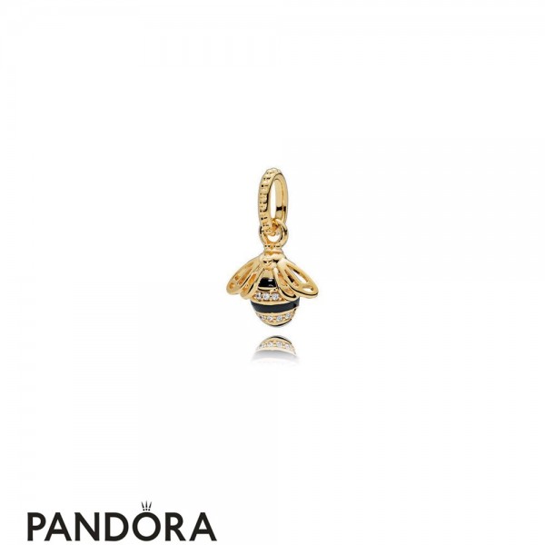 Women's Pandora Jewellery Queen Bee Pendant Pandora Jewellery Shine Black Enamel Clear Cz