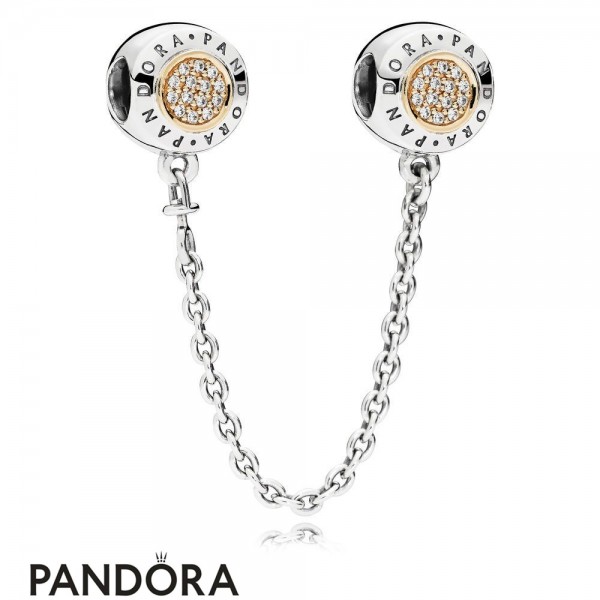 Pandora Jewellery Safety Chains Pandora Jewellery 14K Signature Safety Chain Clear Cz