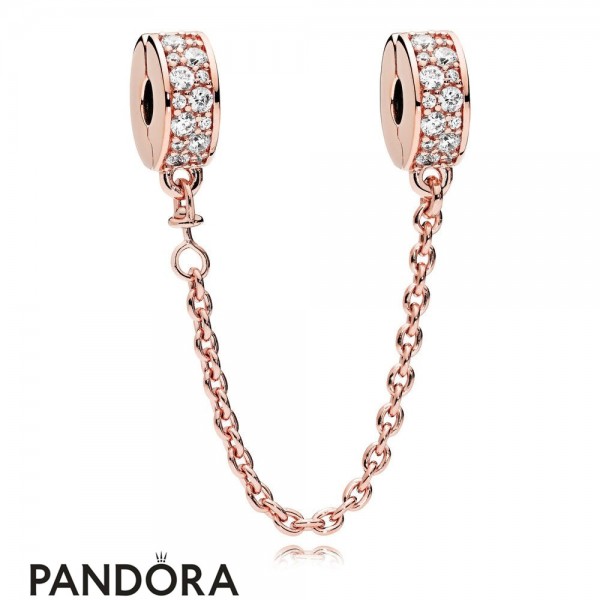 Pandora Jewellery Safety Chains Pandora Jewellery Shining Elegance Safety Chain Rose Clear Cz