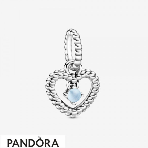 Women's Pandora Jewellery Sky Blue Beaded Heart Dangle Charm