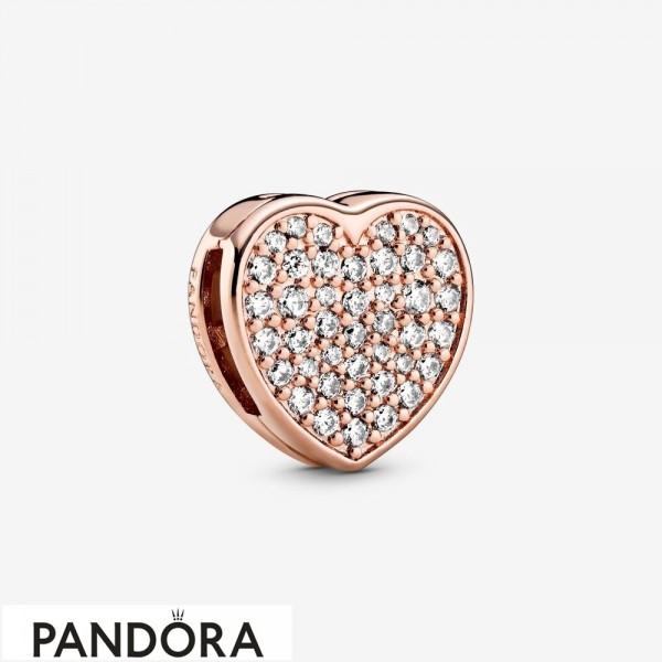 Women's Pandora Jewellery Sparkling Heart Sketch Clip Charm