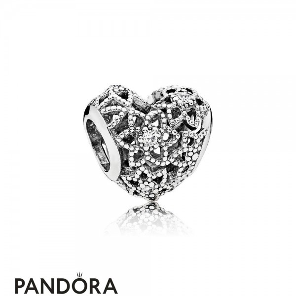 Pandora Jewellery Sparkling Paves Charms Blooming Heart Charm Clear Cz