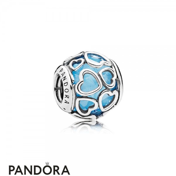 Pandora Jewellery Sparkling Paves Charms Encased In Love Charm Sky Blue Crystal