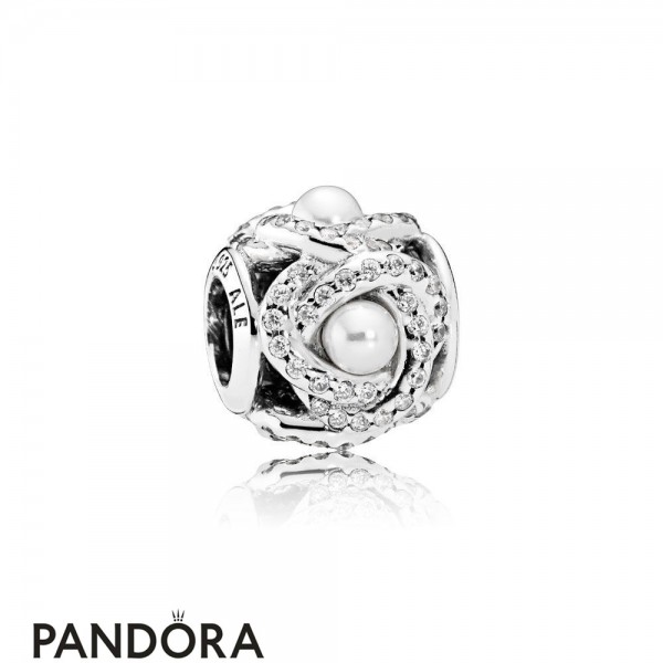 Pandora Jewellery Sparkling Paves Charms Luminous Love Knot White Crystal Pearl Clear Cz