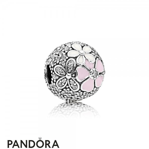 Pandora Jewellery Sparkling Paves Charms Poetic Blooms Mixed Enamels Clear Cz