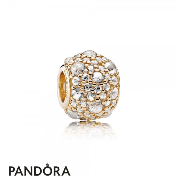 Pandora Jewellery Sparkling Paves Charms Shimmering Droplets Charm 14K Gold Clear Cz