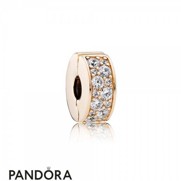 Pandora Jewellery Sparkling Paves Charms Shining Elegance Clip 14K Gold Clear Cz